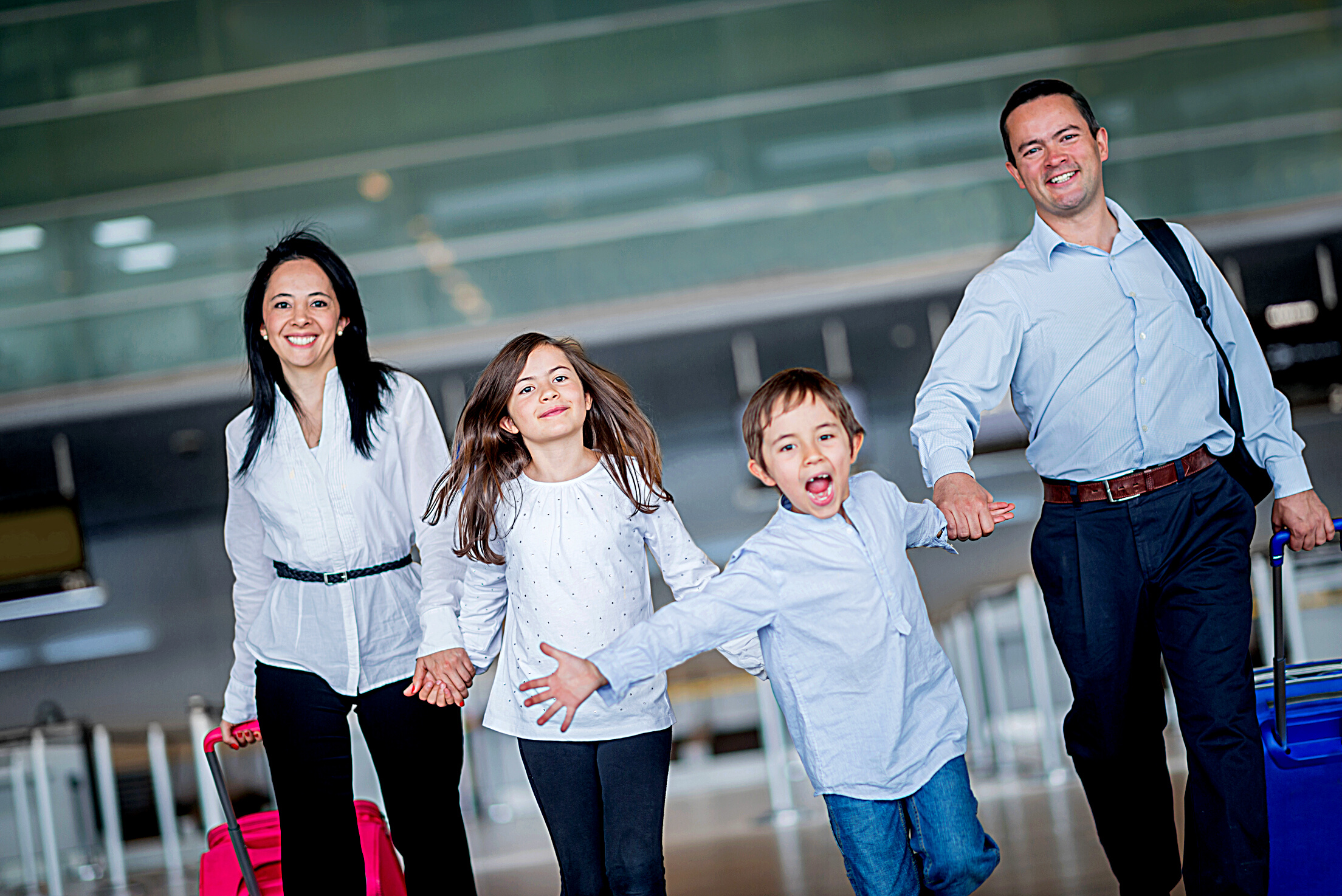 Happy family traveling
