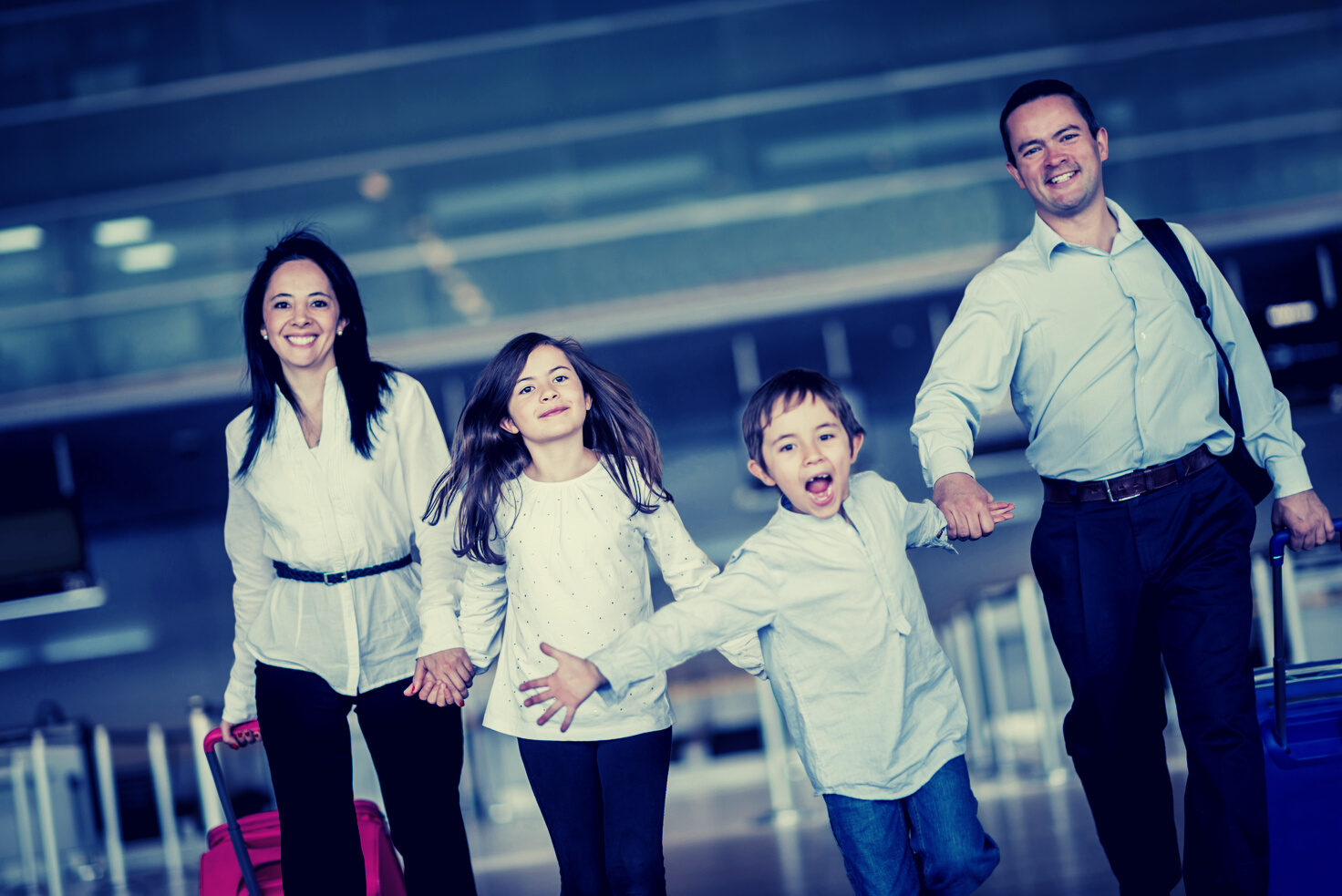 Happy family traveling