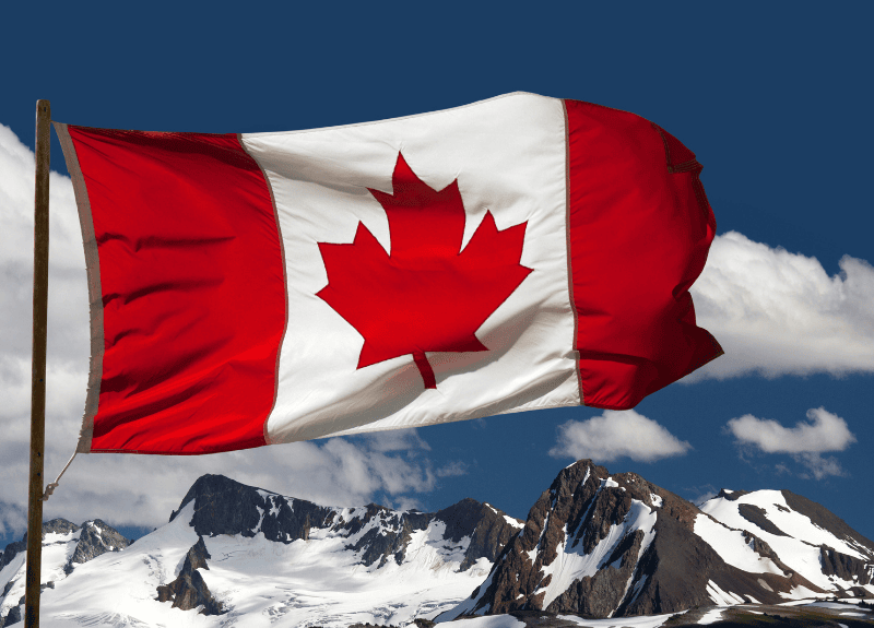 canada flag on the rockies