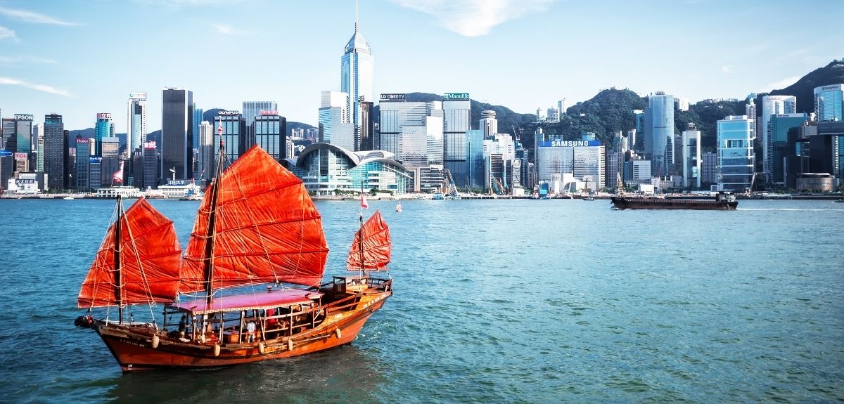 Immigration from China to Canada. Hong Kong Bay representative image. 